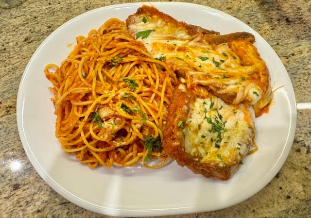 Eggplant Parmesan Spaghetti.