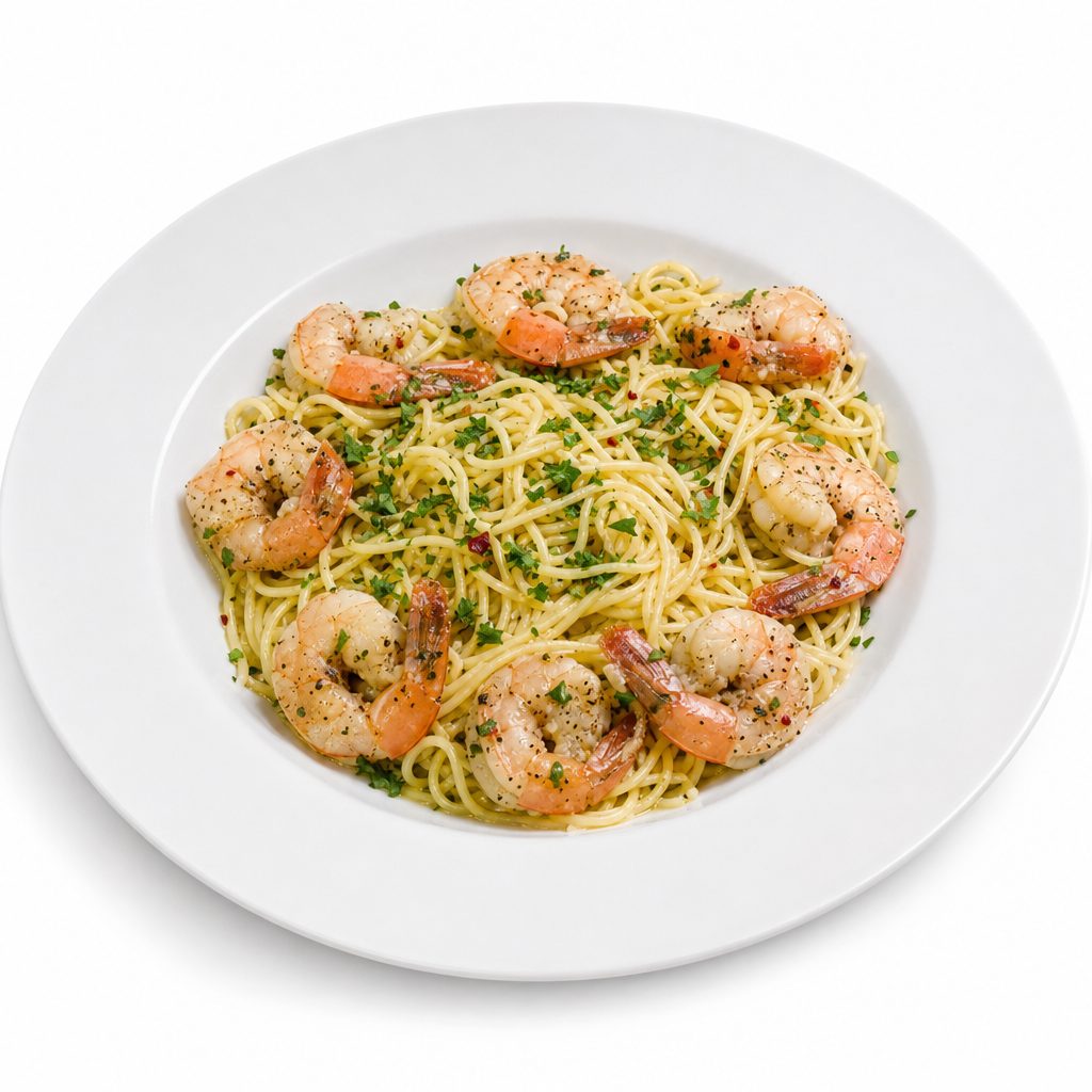 Shrimp Scampi with Angel Hair.