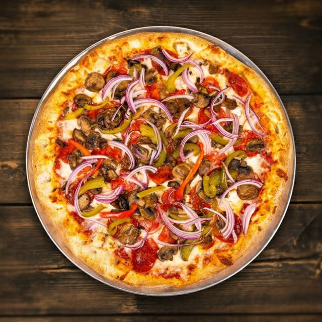 XL Alfredo’s Five Toppings Pizza.