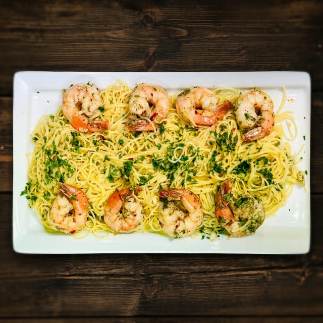 Shrimp Scampi with Angel Hair.
