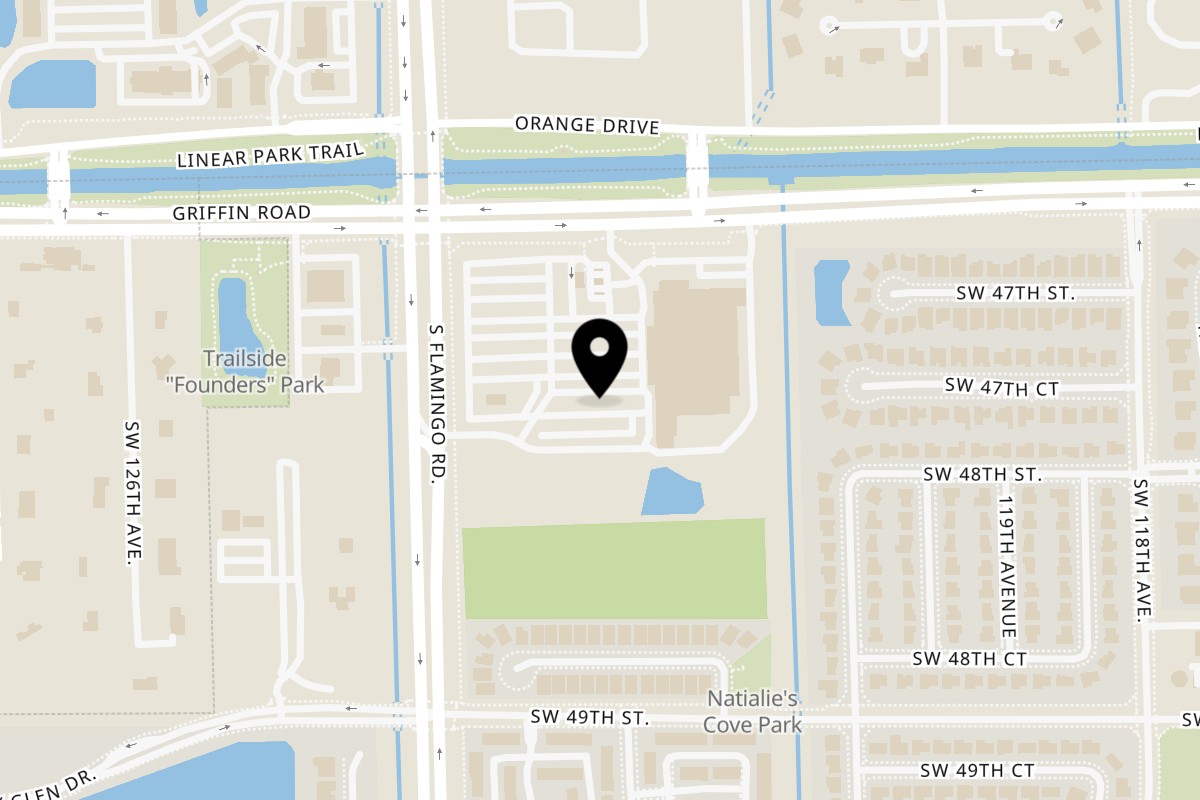Map showing the location of Firefly Italian Restaurant & Alfredo Pizza on 4718 S Flamingo Rd in Cooper City